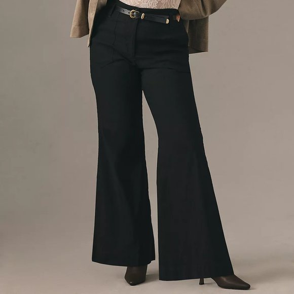 Maeve Pants - Maeve Naomi Wide-Leg Flare Pants Womens Plus Size 16W Black New Anthropologie